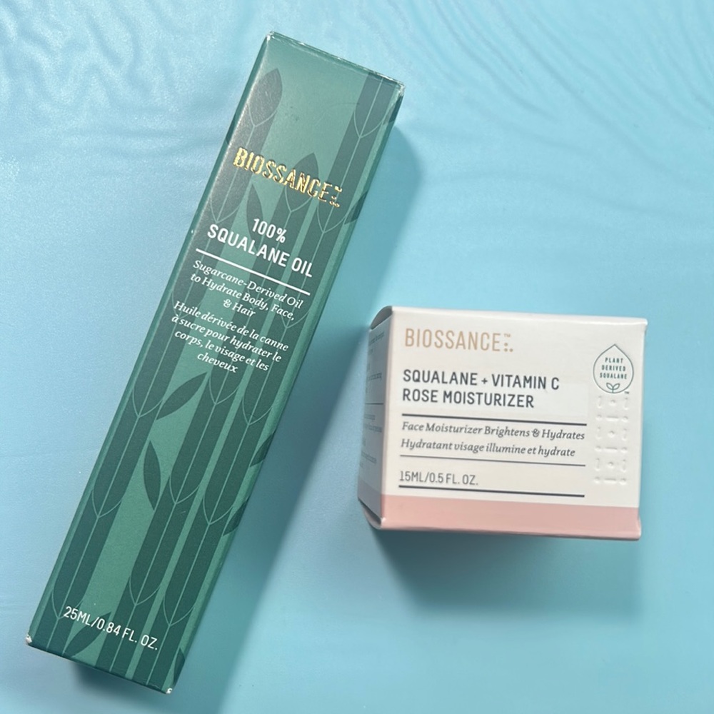 New Biossance Rose Moisturizer and Squalane Oil